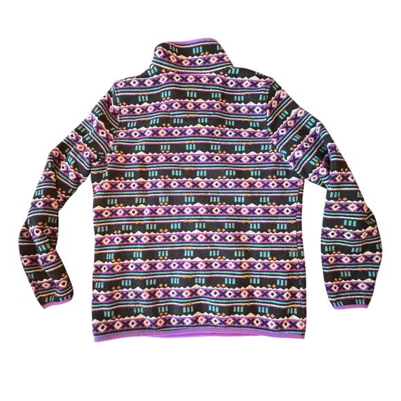 LL Bean Women Sweater Fleece Pullover 1/4 button retro vintage purple small pet - Picture 9 of 9